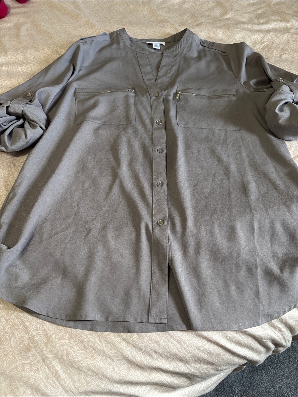 Calvin Klein women’s Casual Button-Down Shirt - Gray